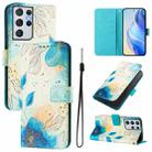 For Samsung Galaxy S21 Ultra 5G Art Colored Drawing Pattern Leather Phone Case(Flowering flowers) - 1