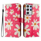 For Samsung Galaxy S21 Ultra 5G Art Colored Drawing Pattern Leather Phone Case(Pink daisy) - 2