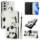For Samsung Galaxy S22 5G Art Colored Drawing Pattern Leather Phone Case(Panda) - 1