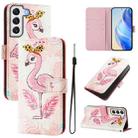 For Samsung Galaxy S22 5G Art Colored Drawing Pattern Leather Phone Case(Flamingo) - 1