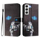 For Samsung Galaxy S22 5G Art Colored Drawing Pattern Leather Phone Case(Butterfly cat) - 2