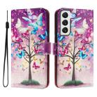 For Samsung Galaxy S22 5G Art Colored Drawing Pattern Leather Phone Case(Butterfly branch) - 2