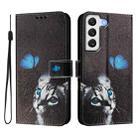 For Samsung Galaxy S22+ 5G Art Colored Drawing Pattern Leather Phone Case(Butterfly cat) - 2