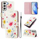 For Samsung Galaxy S22+ 5G Art Colored Drawing Pattern Leather Phone Case(Flowers and plants) - 1