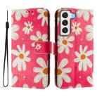 For Samsung Galaxy S22+ 5G Art Colored Drawing Pattern Leather Phone Case(Pink daisy) - 2