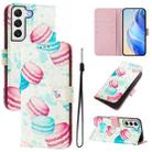 For Samsung Galaxy S22+ 5G Art Colored Drawing Pattern Leather Phone Case(Cake) - 1