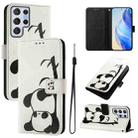 For Samsung Galaxy S22 Ultra 5G Art Colored Drawing Pattern Leather Phone Case(Panda) - 1