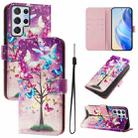 For Samsung Galaxy S22 Ultra 5G Art Colored Drawing Pattern Leather Phone Case(Butterfly branch) - 1