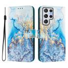 For Samsung Galaxy S22 Ultra 5G Art Colored Drawing Pattern Leather Phone Case(Ocean marble) - 2