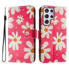 For Samsung Galaxy S22 Ultra 5G Art Colored Drawing Pattern Leather Phone Case(Pink daisy) - 2