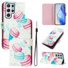 For Samsung Galaxy S22 Ultra 5G Art Colored Drawing Pattern Leather Phone Case(Cake) - 1