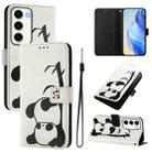 For Samsung Galaxy S23 5G Art Colored Drawing Pattern Leather Phone Case(Panda) - 1