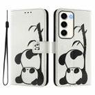 For Samsung Galaxy S23 5G Art Colored Drawing Pattern Leather Phone Case(Panda) - 2