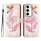 For Samsung Galaxy S23 5G Art Colored Drawing Pattern Leather Phone Case(Flamingo) - 3