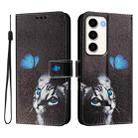 For Samsung Galaxy S23 5G Art Colored Drawing Pattern Leather Phone Case(Butterfly cat) - 2