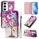 For Samsung Galaxy S23 5G Art Colored Drawing Pattern Leather Phone Case(Butterfly branch) - 1