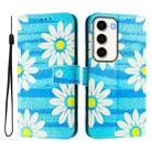 For Samsung Galaxy S23 5G Art Colored Drawing Pattern Leather Phone Case(Blue daisy) - 2