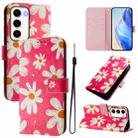 For Samsung Galaxy S23 5G Art Colored Drawing Pattern Leather Phone Case(Pink daisy) - 1