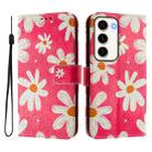 For Samsung Galaxy S23 5G Art Colored Drawing Pattern Leather Phone Case(Pink daisy) - 2