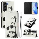 For Samsung Galaxy S23 FE 5G Art Colored Drawing Pattern Leather Phone Case(Panda) - 1