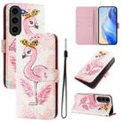 For Samsung Galaxy S23 FE 5G Art Colored Drawing Pattern Leather Phone Case(Flamingo) - 1