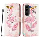 For Samsung Galaxy S23 FE 5G Art Colored Drawing Pattern Leather Phone Case(Flamingo) - 3