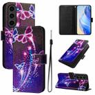 For Samsung Galaxy S23 FE 5G Art Colored Drawing Pattern Leather Phone Case(Fireworks butterfly) - 1