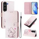 For Samsung Galaxy S23+ 5G Art Colored Drawing Pattern Leather Phone Case(Cute cat) - 1