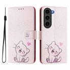 For Samsung Galaxy S23+ 5G Art Colored Drawing Pattern Leather Phone Case(Cute cat) - 2