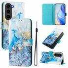 For Samsung Galaxy S23+ 5G Art Colored Drawing Pattern Leather Phone Case(Ocean marble) - 1