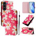 For Samsung Galaxy S23+ 5G Art Colored Drawing Pattern Leather Phone Case(Pink daisy) - 1