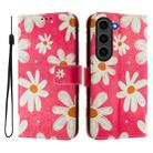 For Samsung Galaxy S23+ 5G Art Colored Drawing Pattern Leather Phone Case(Pink daisy) - 2