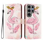For Samsung Galaxy S23 Ultra 5G Art Colored Drawing Pattern Leather Phone Case(Flamingo) - 3