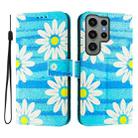 For Samsung Galaxy S23 Ultra 5G Art Colored Drawing Pattern Leather Phone Case(Blue daisy) - 2