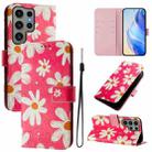 For Samsung Galaxy S23 Ultra 5G Art Colored Drawing Pattern Leather Phone Case(Pink daisy) - 1