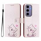 For Samsung Galaxy S24 5G Art Colored Drawing Pattern Leather Phone Case(Cute cat) - 2