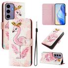 For Samsung Galaxy S24 5G Art Colored Drawing Pattern Leather Phone Case(Flamingo) - 1