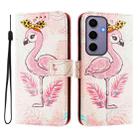 For Samsung Galaxy S24 5G Art Colored Drawing Pattern Leather Phone Case(Flamingo) - 3