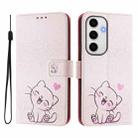 For Samsung Galaxy S24 FE 5G Art Colored Drawing Pattern Leather Phone Case(Cute cat) - 2