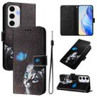 For Samsung Galaxy S24 FE 5G Art Colored Drawing Pattern Leather Phone Case(Butterfly cat) - 1