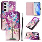 For Samsung Galaxy S24 FE 5G Art Colored Drawing Pattern Leather Phone Case(Butterfly branch) - 1