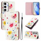 For Samsung Galaxy S24 FE 5G Art Colored Drawing Pattern Leather Phone Case(Flowers and plants) - 1