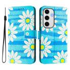 For Samsung Galaxy S24 FE 5G Art Colored Drawing Pattern Leather Phone Case(Blue daisy) - 2