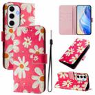 For Samsung Galaxy S24 FE 5G Art Colored Drawing Pattern Leather Phone Case(Pink daisy) - 1