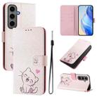 For Samsung Galaxy S24+ 5G Art Colored Drawing Pattern Leather Phone Case(Cute cat) - 1