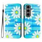 For Samsung Galaxy S24+ 5G Art Colored Drawing Pattern Leather Phone Case(Blue daisy) - 2