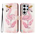 For Samsung Galaxy S24 Ultra 5G Art Colored Drawing Pattern Leather Phone Case(Flamingo) - 3