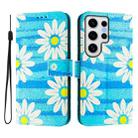 For Samsung Galaxy S24 Ultra 5G Art Colored Drawing Pattern Leather Phone Case(Blue daisy) - 2