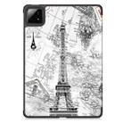 For Xiaomi Pad 7 / 7 Pro Custer Painted 3-Fold Stand Leather Smart Tablet Case(Retro Eiffel Tower) - 3