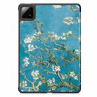 For Xiaomi Pad 7 / 7 Pro Custer Painted 3-Fold Stand Leather Smart Tablet Case(Apricot Blossom) - 3